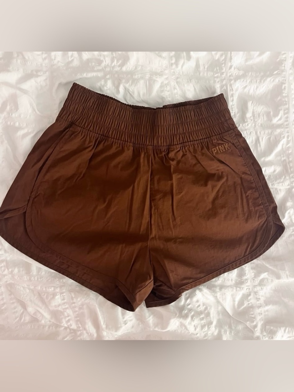 PINK Victoria's Secret Brown Elastic-Waist Athletic Shorts